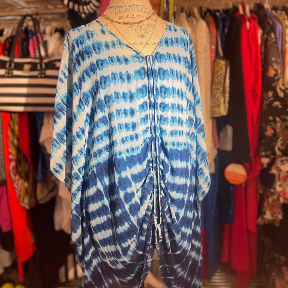 Vibrant Blue and White Kaftan